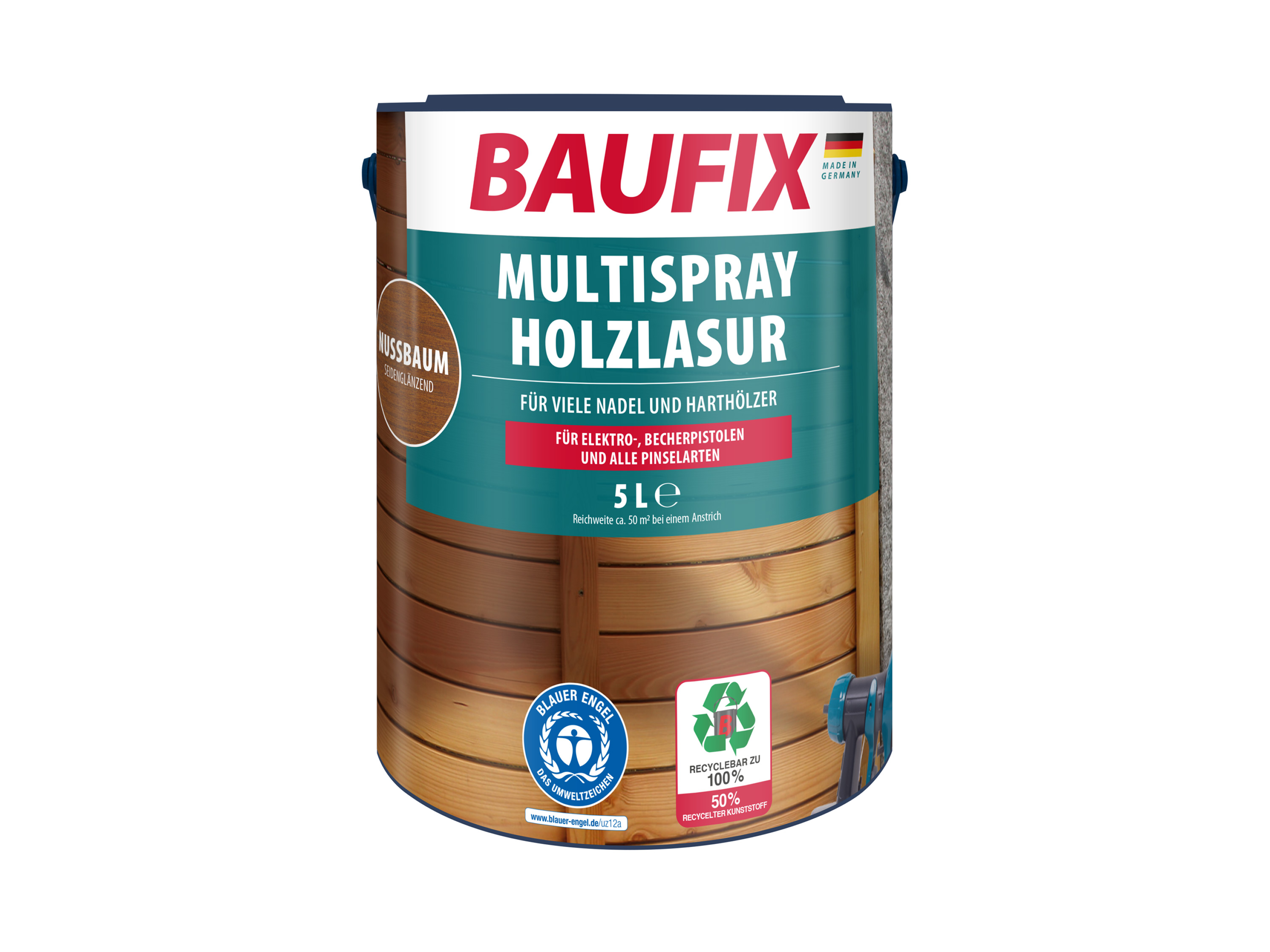 BAUFIX Multispray Holzlasur 5 Liter (nussbaum seidenglänzend) | 04014505038754