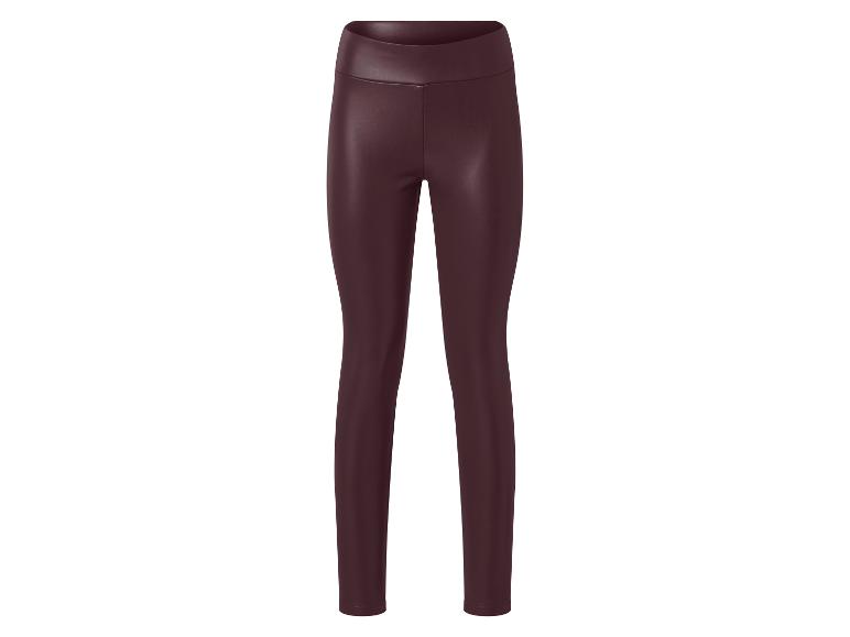 Dunkelrote Kunstleder-Leggings mit hoher Taille