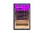 Infrarotsauna mit Glastür, Holzinterieur und violetter LED-Beleuchtung.
