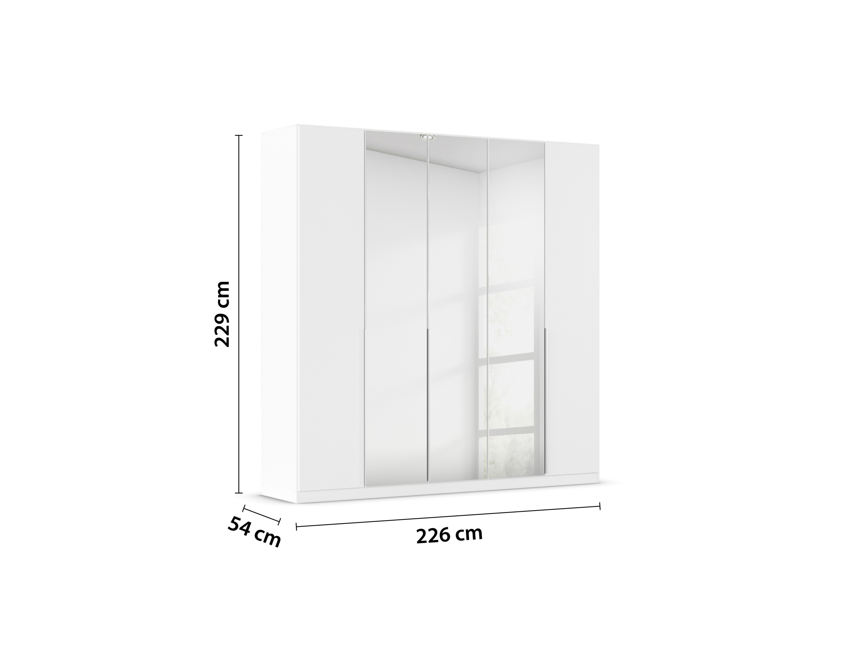 RAUCH ORANGE Drehtürenschrank Alabama mit Spiegel (Classic-Zubehör, Weiß, Griffe Alufarben, 226 x 229 cm) – Bild 4 von 4