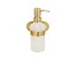 Goldener Seifenspender mit mattierter Glasflasche.