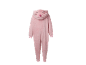 Rosa Kinder-Fleece-Overall mit Kapuze in Tiergesichtsform