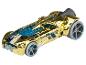 Ein goldenes Hot Wheels Auto mit blauen Akzenten.