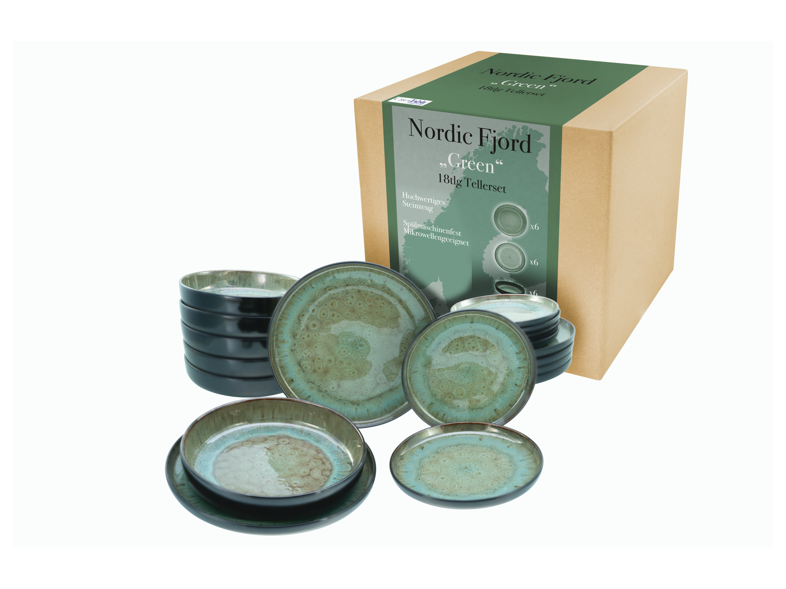 CREATABLE Geschirrset »Nordic Fjord« (18-teiliges teller set, Green)
