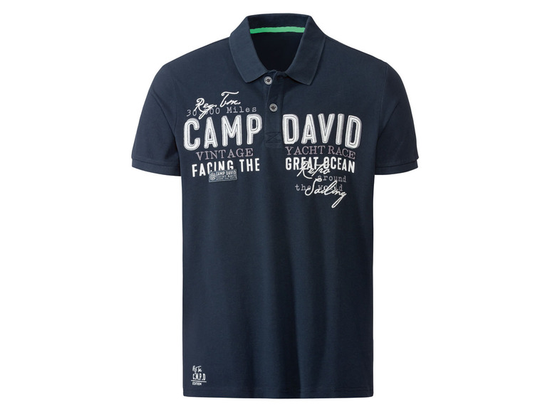 Camp David Herren Poloshirt aufwendiger Druck mit Stickerei