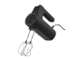 Schwarzer Handmixer mit Rührbesen und Kabel.