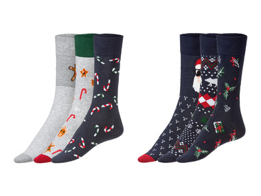LIVERGY® Herren Socken, 3 Paar, mit weihnachtlichen Motiven