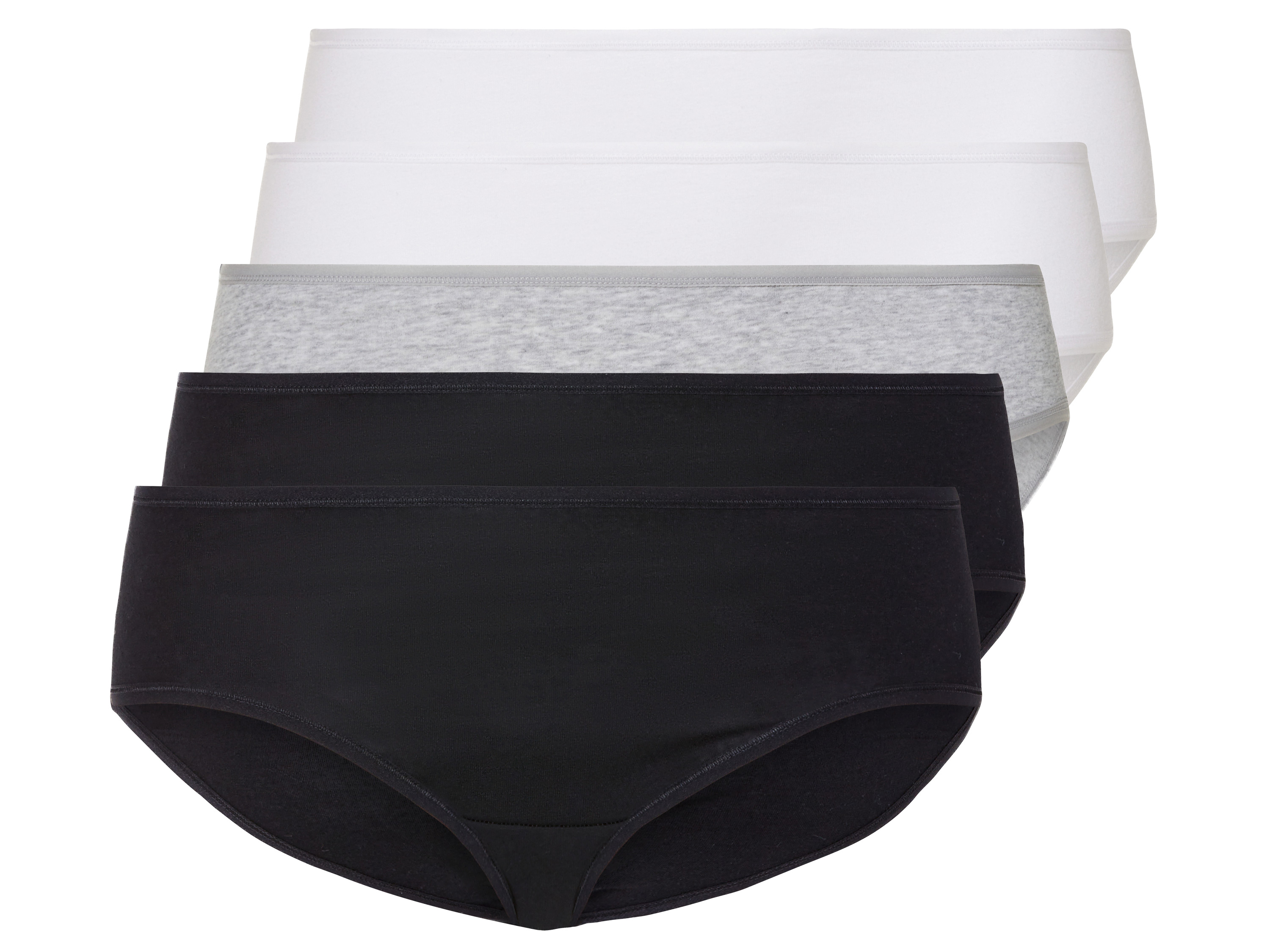 esmara® 5 Paar Damen Slips (XXL (52/54), schwarz/grau/weiß) | 04335753093402
