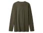 Dunkelgrünes Langarm-T-Shirt mit Rundhalsausschnitt, Rückansicht.