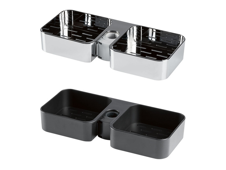 Zwei Küchenregale, eines in Silber und eines in Schwarz.