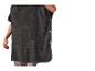 Dunkelgrauer Handtuch-Poncho mit Kapuze und Tasche, mit seitlichen Knöpfen.