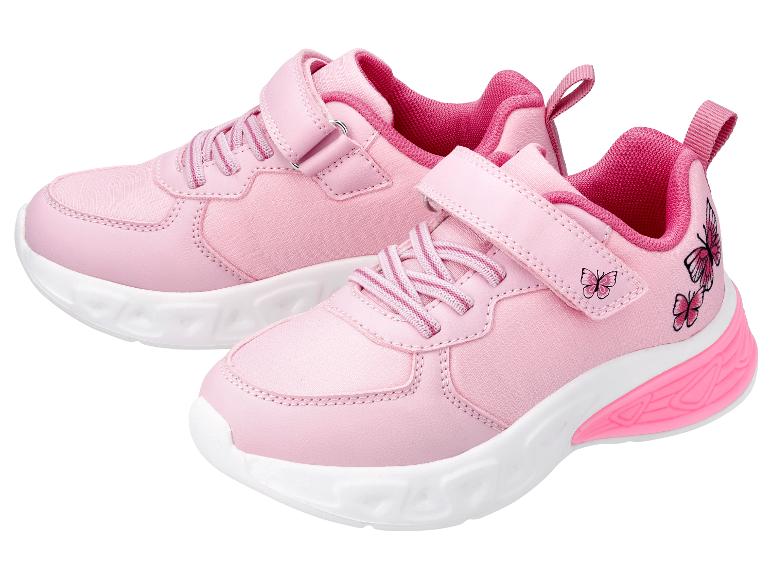 Rosa Kinderschuhe mit Klettverschluss und Schmetterlingsmotiven