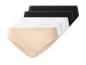 Set aus 5 einfarbigen Damenunterhosen in Schwarz, Weiß und Beige.