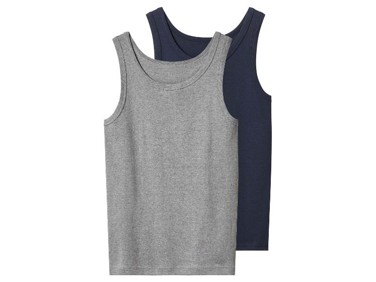 Zwei Herren-Unterhemden, ein graues und ein dunkelblaues