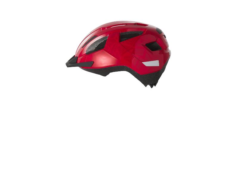Ein roter Fahrradhelm mit Belüftungsöffnungen.