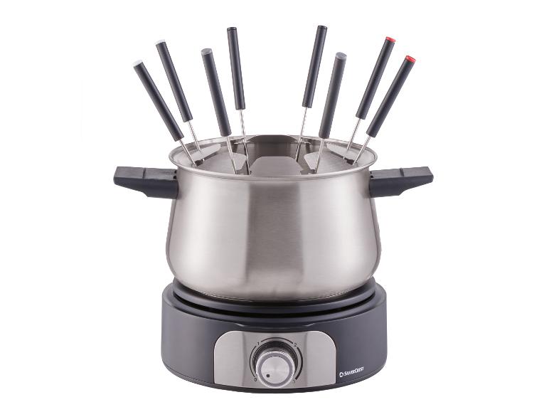 Edelstahl-Fondue-Set mit acht Gabeln und elektrischer Basis