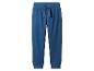 Blaue Jogginghose mit Kordelzug in der Taille und elastischen Bündchen.