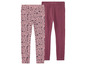 Zwei Leggings: eine mit Blumenmuster und eine in unifarbenem Rosa.