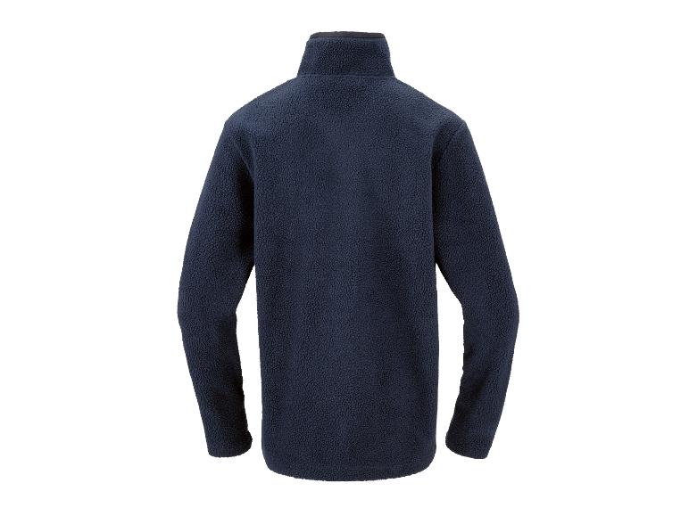 Dunkelblaue Fleecejacke mit Reißverschluss, Rückansicht
