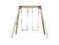 Holzschaukelgestell mit zwei Schaukeln, ideal für Gärten.