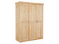 Ein dreitüriger Kleiderschrank aus Holz.
