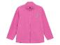 Rosa Kinder-Fleecejacke mit Reißverschluss und quadratischem Logo auf der Brust.