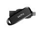 Schwarzer USB-Stick mit drehbarem Design und USB-C-Anschluss.