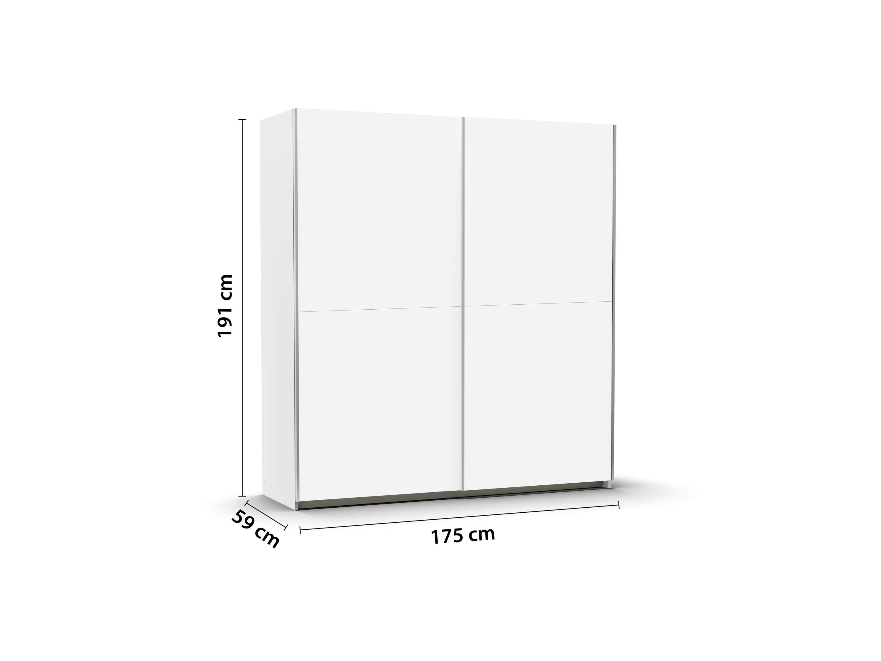 RAUCH BLUE Saturn Schwebetürenschrank (2-türig, Weiß, Breite 175 cm / Höhe 191 cm) – Bild 4 von 4