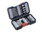 Schraubendreher-Bit-Set mit verschiedenen Torx-, Phillips- und Pozidriv-Bits, in schwarzer Box.