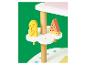 Holzspielzeugständer mit Hotdog und Wassermelone.