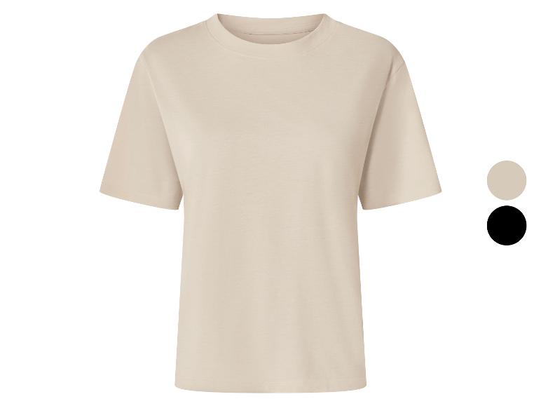 Beiges Kurzarm-T-Shirt mit Farboptionen in Beige und Schwarz.