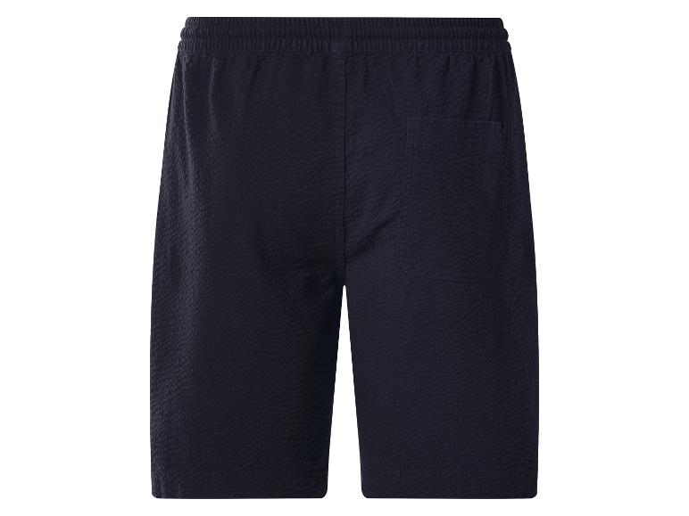 Dunkelblaue Shorts mit elastischem Bund und Gesäßtasche.