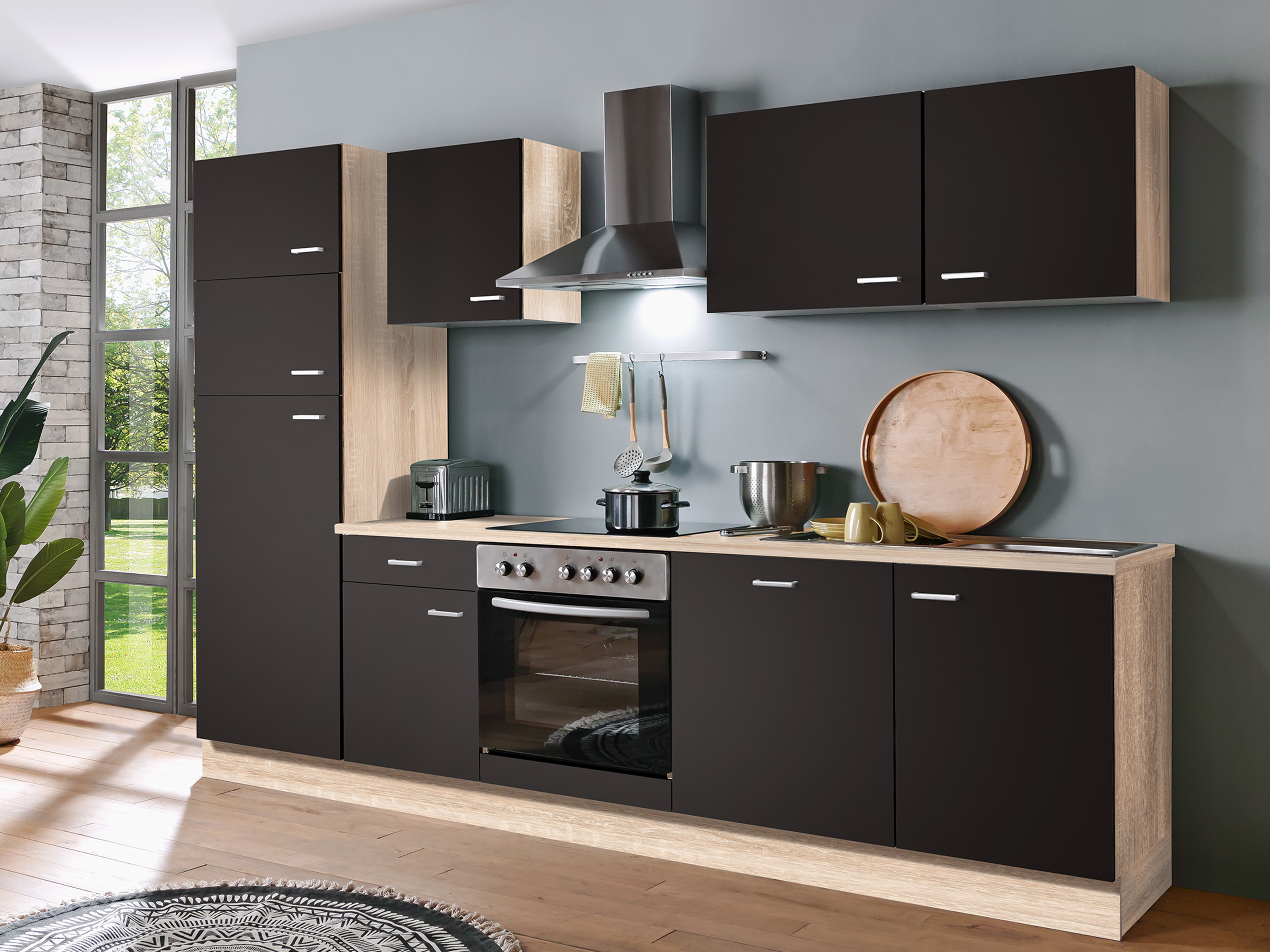 Menke Küchenblock Classic 1 (mit Geschirrspüler, 280 cm, Lava, frei Verwendungsstelle) | 4039354141844V
