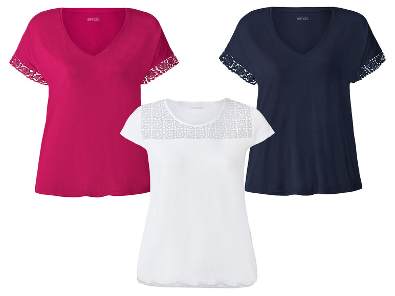 Gehe zu Vollbildansicht: esmara® Damen T-Shirt mit dekorativer Spitze - Bild 1