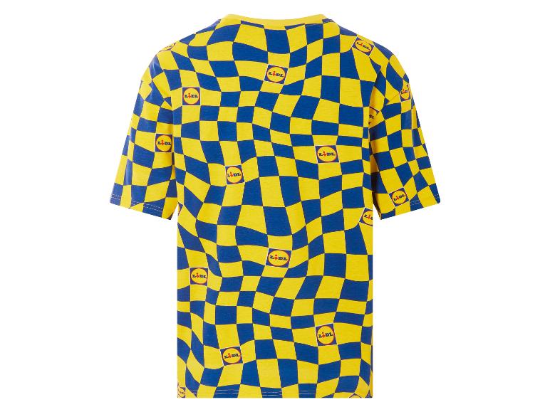 Lidl T-Shirt mit gelbem und blauem Karomuster.