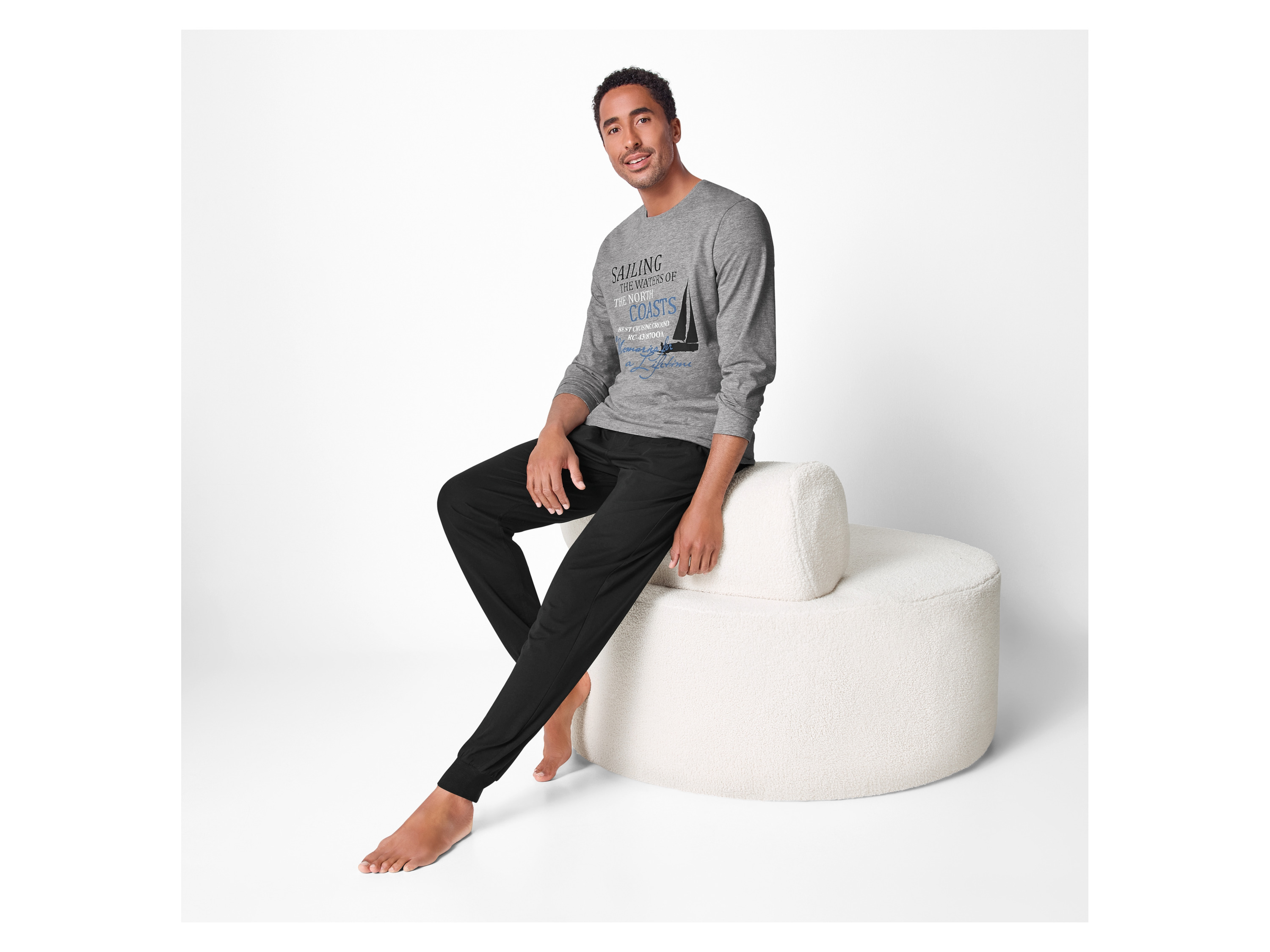 Thumbnail - esmara Men Herren Pyjama lang (grau/schwarz, S (44/46))