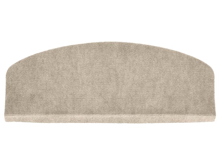 Beige halbkreisförmige Treppenmatte mit gerippter Textur