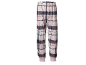 Rosa und dunkelgraue karierte Pyjamahose mit Gummizug an Taille und Knöcheln.