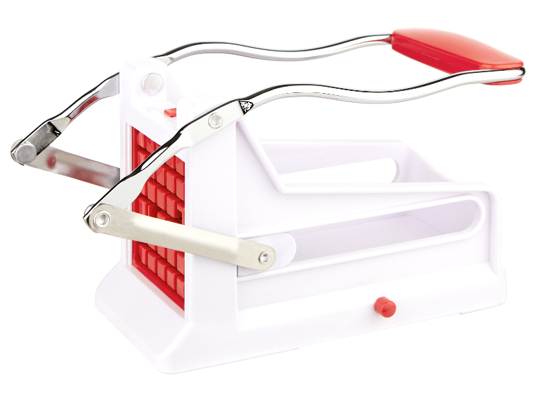 Manuelle Pommes-frites-Schneider: weiß-rotes Design.