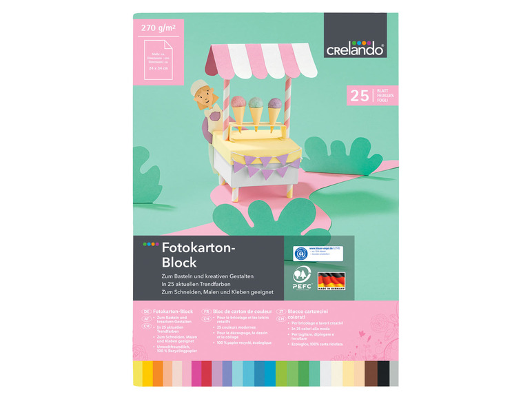 25 Blätter Fotopapier von Crelando, ideal zum Basteln und für kreative Projekte.