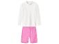 Kinder-Badeanzug-Set: weißes Langarmshirt und pinke Shorts
