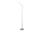 Weiße LED-Stehlampe mit flexiblem Schwanenhals und rundem Fuß.