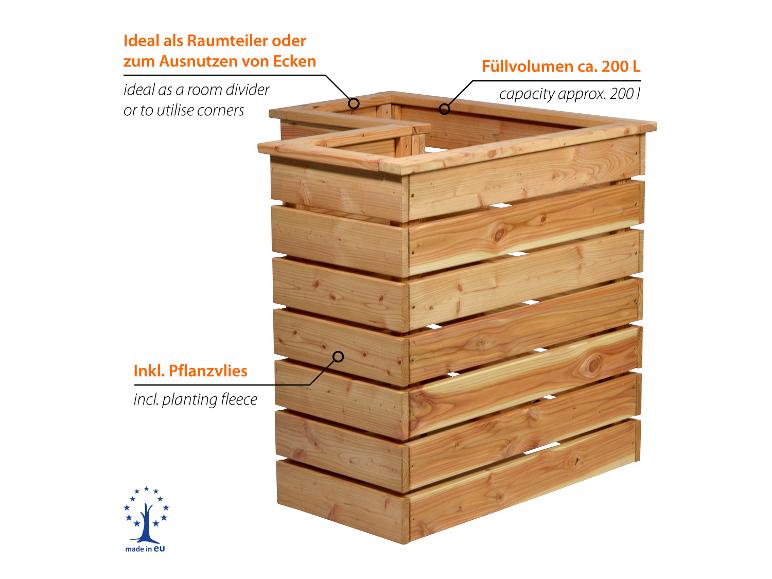 Holz-Pflanzkasten mit 200L Fassungsvermögen, ideal als Raumteiler oder für Ecken, inkl. Pflanzvlies.