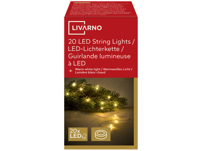 Livarno 20 LED-Lichterkette mit warmweißem Licht.