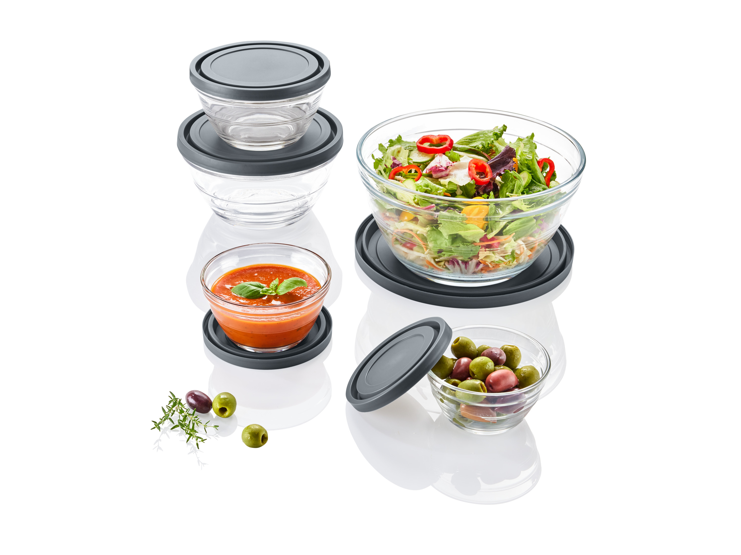 Thumbnail - LIVARNO home Glas-Schalenset, 5-teilig (Grau)""