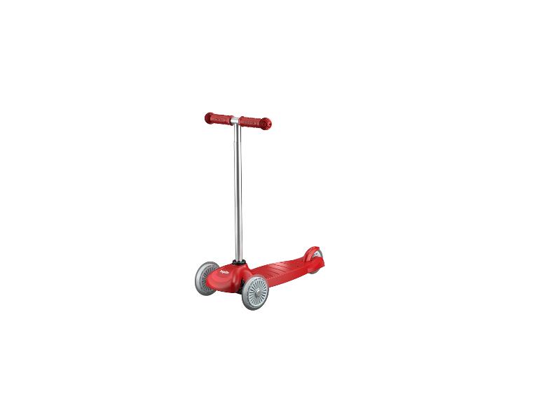 Roter Kinderroller mit drei Rädern und verstellbarem Lenker.