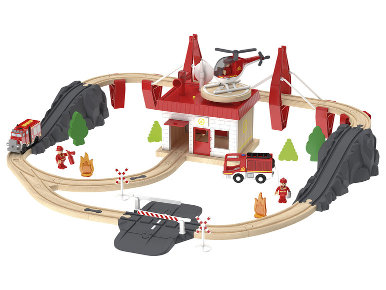 Gehe zu Vollbildansicht: Playtive Eisenbahn-Set Feuerwehr / Countryside, aus Buchenholz - Bild 2