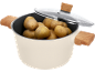 Kochtopf mit Kartoffeln und Glasdeckel