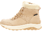 Beiger wasserdichter Winterstiefel mit Kunstfellfutter und profilierter Sohle.
