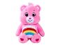 Ein pinker Care Bear Plüschbär mit Regenbogen auf dem Bauch.